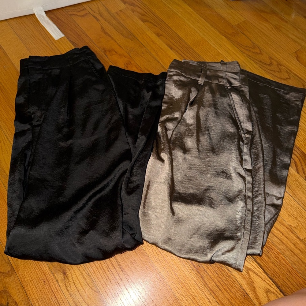 Two pairs of gap High Rise Pleated Satin Trousers
